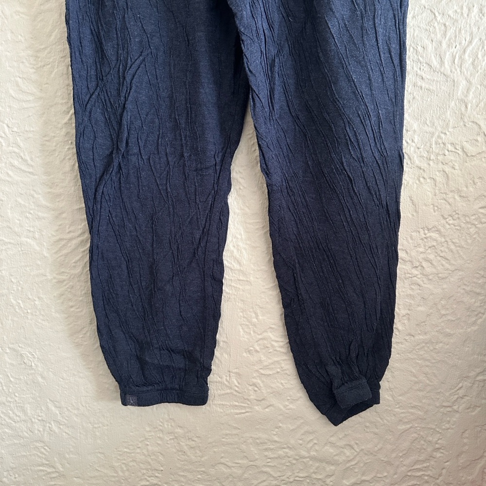 Barefoot Dreams Malibu Collection Crinkle Jersey Lounge Pants Dark Blue Gray L - Picture 5 of 9